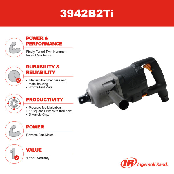 Llave Impacto Industrial Ingersoll Rand 1" 3940B2Ti - Imagen 3